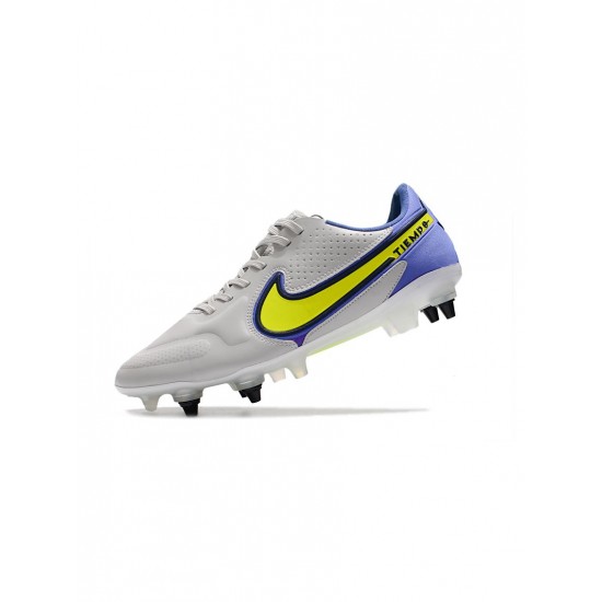 Nike Tiempo Legend 9 Elite SG Pro Grey Fog Volt Sapphire Soccer Cleats