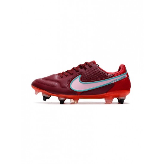 Nike Tiempo Legend 9 Elite SG Pro Team Red White Mystic Hibiscus Soccer Cleats