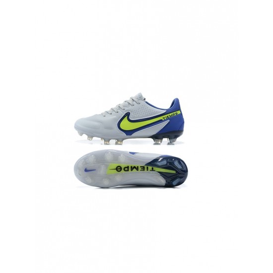 Nike Tiempo Legend 9 FG Recharge Pack Grey Fog Volt Sapphire Soccer Cleats