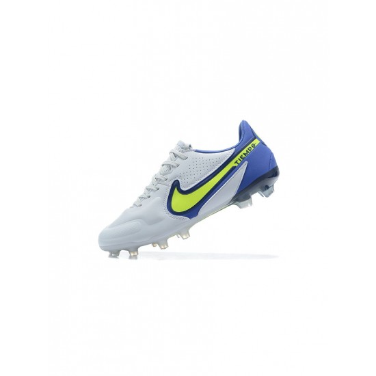 Nike Tiempo Legend 9 FG Recharge Pack Grey Fog Volt Sapphire Soccer Cleats