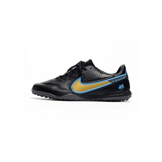 Nike Tiempo Legend 9 Pro TF Golden Trophy Black Blue Gold Soccer Cleats