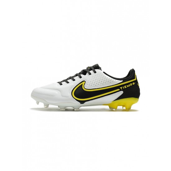 Nike Tiempo Legend Ix Elite FG White Dark Smoke Grey Black Yellow Strike Soccer Cleats