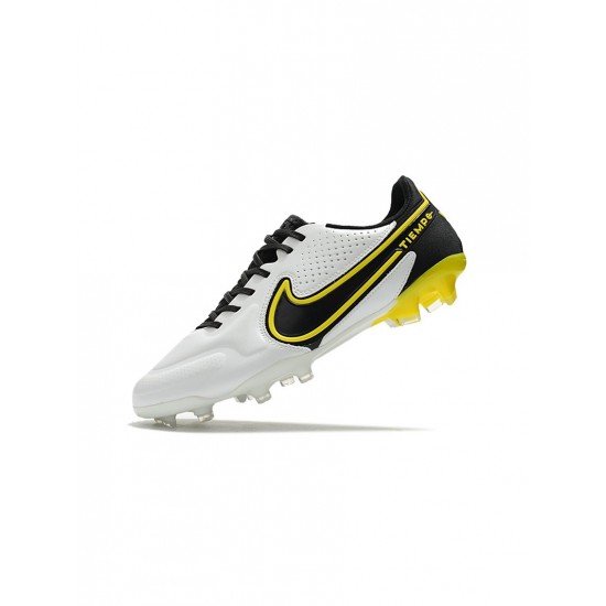 Nike Tiempo Legend Ix Elite FG White Dark Smoke Grey Black Yellow Strike Soccer Cleats