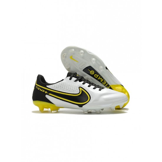 Nike Tiempo Legend Ix Elite FG White Dark Smoke Grey Black Yellow Strike Soccer Cleats