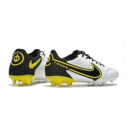 Nike Tiempo Legend Ix Elite FG White Dark Smoke Grey Black Yellow Strike Soccer Cleats