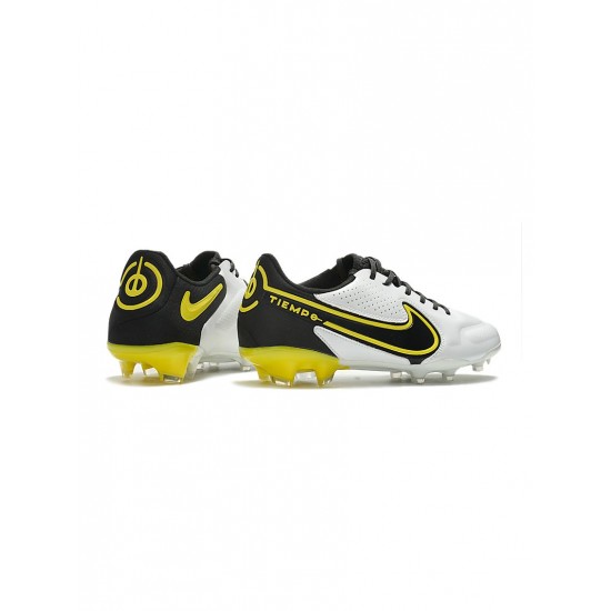 Nike Tiempo Legend Ix Elite FG White Dark Smoke Grey Black Yellow Strike Soccer Cleats