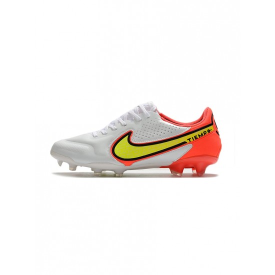 Nike Tiempo Legend Ix Elite FG White Volt Bright Crimson Soccer Cleats