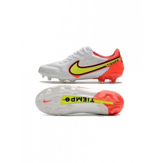 Nike Tiempo Legend Ix Elite FG White Volt Bright Crimson Soccer Cleats