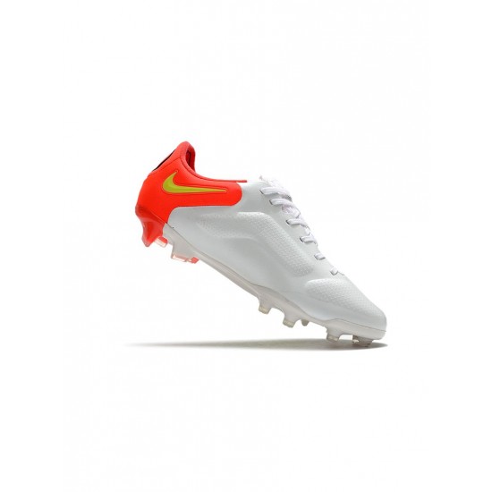 Nike Tiempo Legend Ix Elite FG White Volt Bright Crimson Soccer Cleats