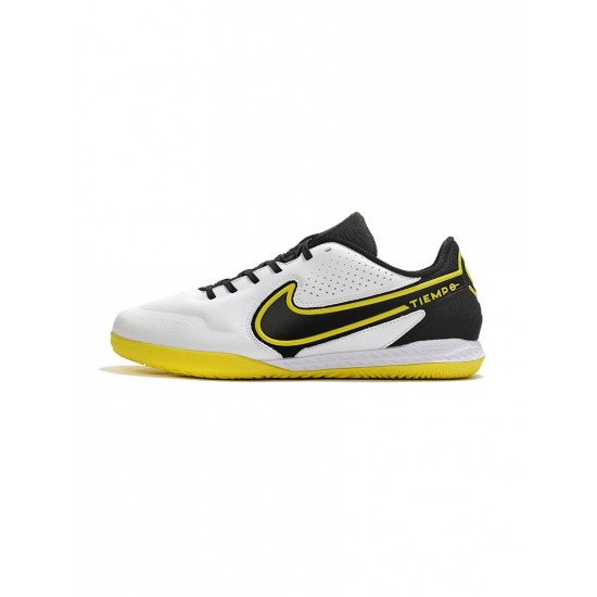 Nike Tiempo Legend Ix Elite IC White Dark Smoke Grey Black Yellow Strike Soccer Cleats