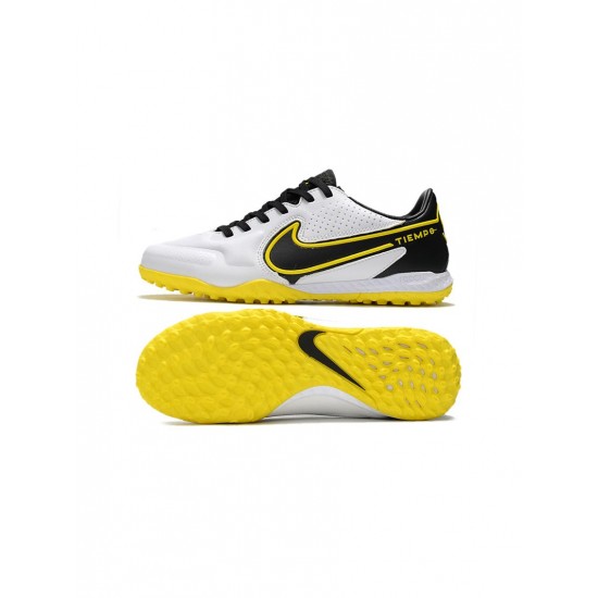 Nike Tiempo Legend Ix Elite TF White Dark Smoke Grey Black Yellow Soccer Cleats