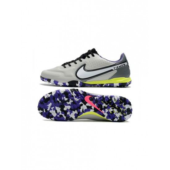 Nike Tiempo React Legend 9 Pro TF Smoke Grey White Volt Soccer Cleats