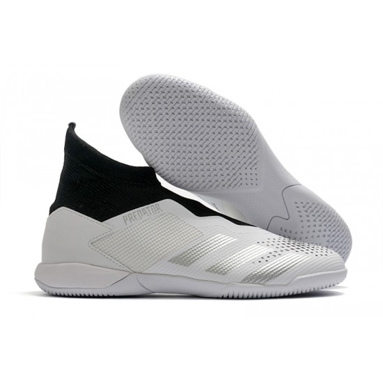 Adidas Predator 20.3 Laceless IN White Black Silver 39-45