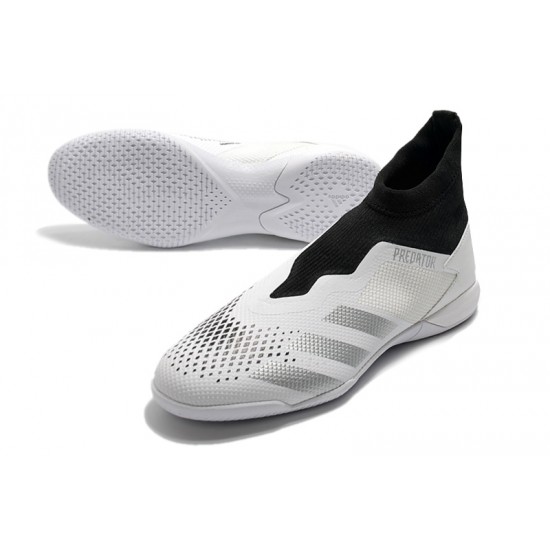 Adidas Predator 20.3 Laceless IN White Black Silver 39-45