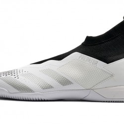 Adidas Predator 20.3 Laceless IN White Black Silver 39-45
