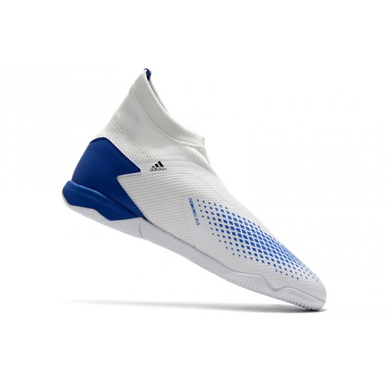 Adidas Predator 20.3 Laceless IN White Blue 39-45