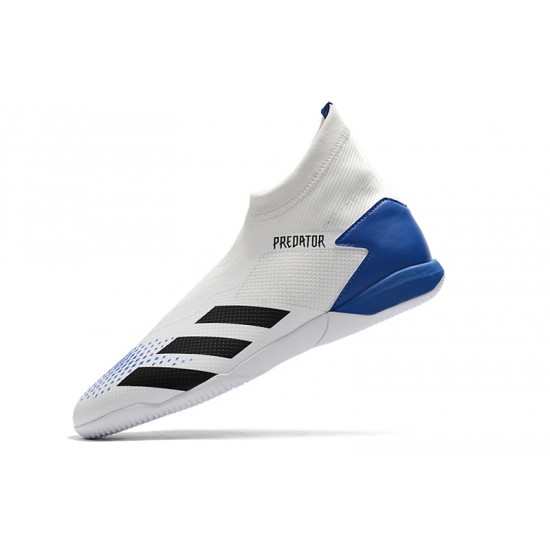 Adidas Predator 20.3 Laceless IN White Blue 39-45
