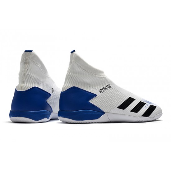 Adidas Predator 20.3 Laceless IN White Blue 39-45