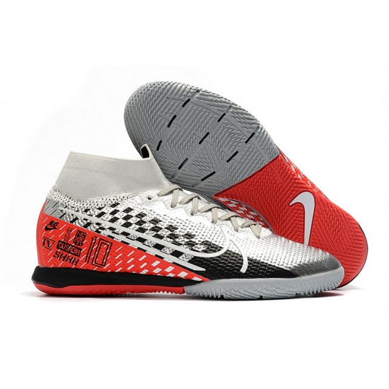 Nike Mercurial Superfly 7 Elite MDS IC Silver Black Red 39-45