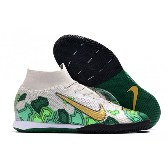 Nike Mercurial Superfly 7 Elite MDS IC White Green Gold 39-45