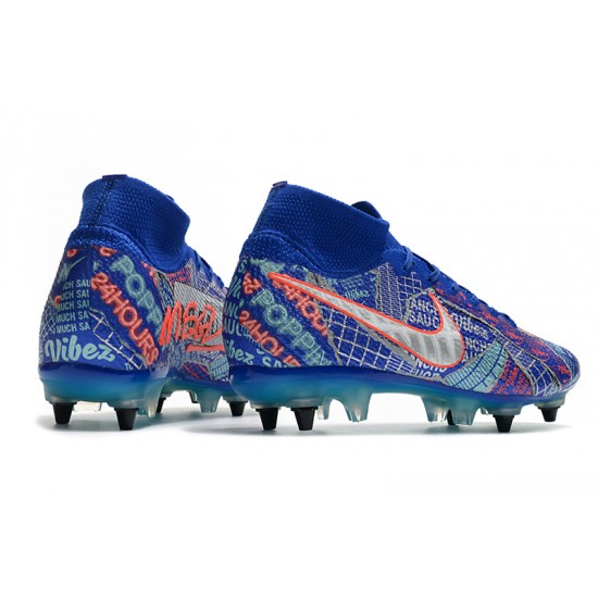 Nike Mercurial Superfly 7 Elite SG-PRO AC Blue Orange Silver 39-45