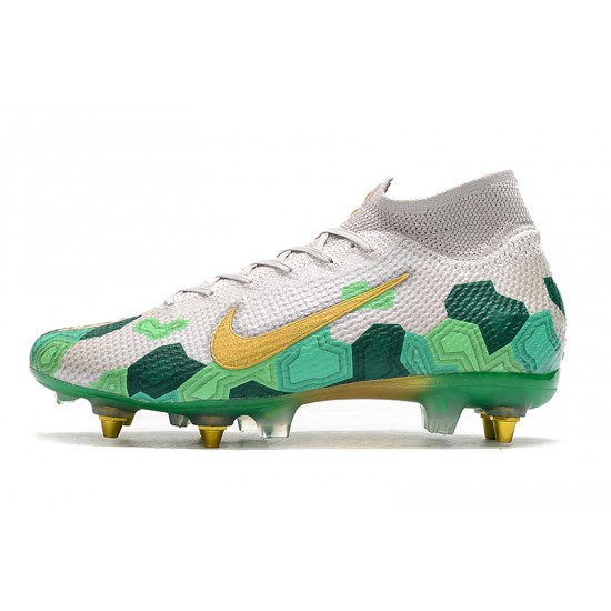 Nike Mercurial Superfly 7 Elite SG-PRO AC White Green Gold 39-45