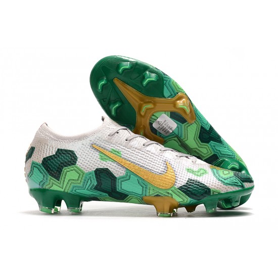 Nike Mercurial Vapor 13 Elite FG White Green Gold 39-45