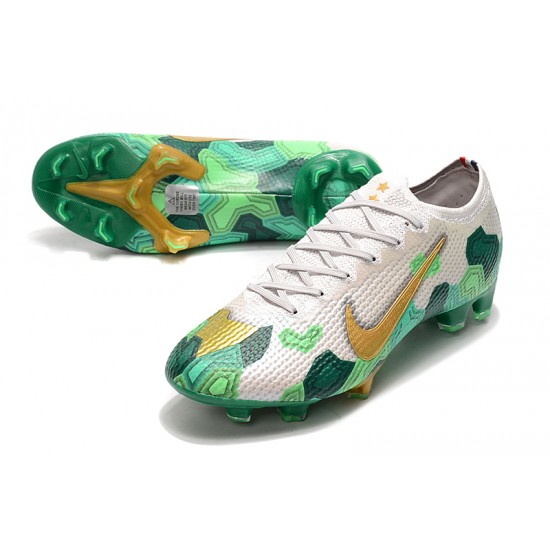 Nike Mercurial Vapor 13 Elite FG White Green Gold 39-45