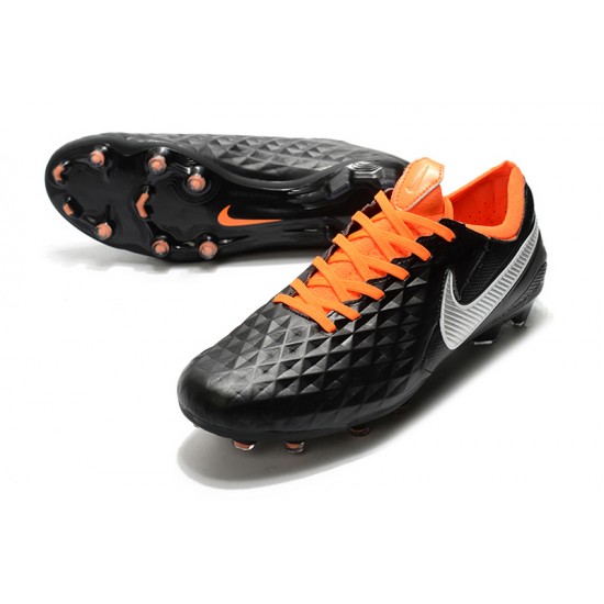 Nike Tiempo Legend 8 Elite FG Black Silver Orange 39-45