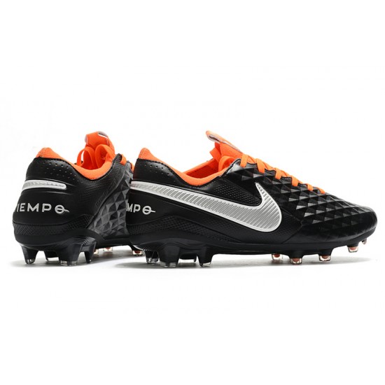 Nike Tiempo Legend 8 Elite FG Black Silver Orange 39-45