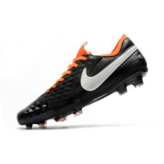 Nike Tiempo Legend 8 Elite FG Black Silver Orange 39-45